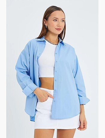 Chemise boutonnée à manches longues en coton mixray