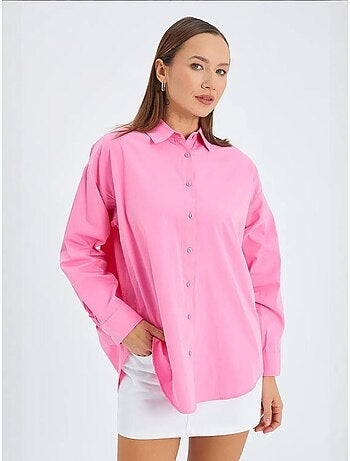 Chemise boutonnée à manches longues en coton mixray
