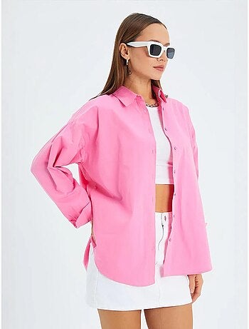 Chemise boutonnée à manches longues en coton mixray