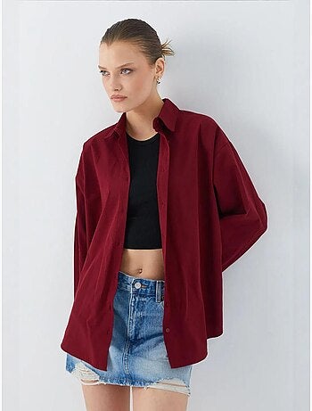 Chemise boutonnée à manches longues en coton mixray