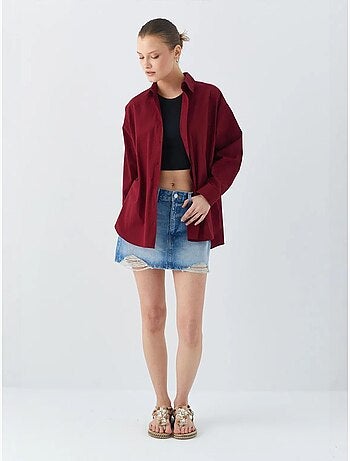 Chemise boutonnée à manches longues en coton mixray
