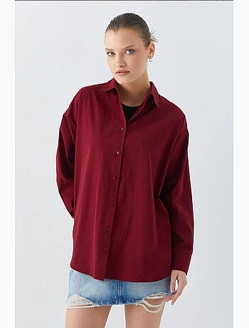 Chemise boutonnée à manches longues en coton mixray