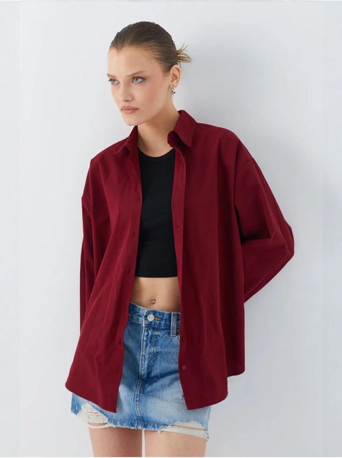 Chemise boutonnée à manches longues en coton mixray - Kiabi Chemise boutonnée à manches longues en coton mixray - Kiabi