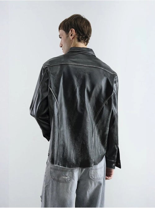 Chemise boutonnée à manches longues en similicuir giesto - Kiabi Chemise boutonnée à manches longues en similicuir giesto - Kiabi