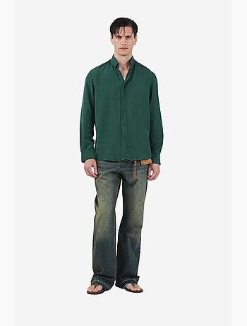 Chemise boutonnée à manches longues en tencel coupe classique giesto
