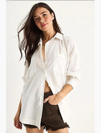 Chemise boutonnée à manches longues et à motifs avec poche lucci