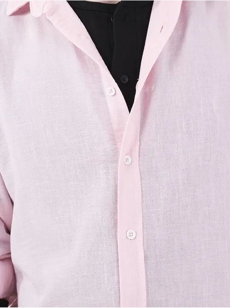 Chemise boutonnée à manches longues oversize giesto Rose clair - Kiabi