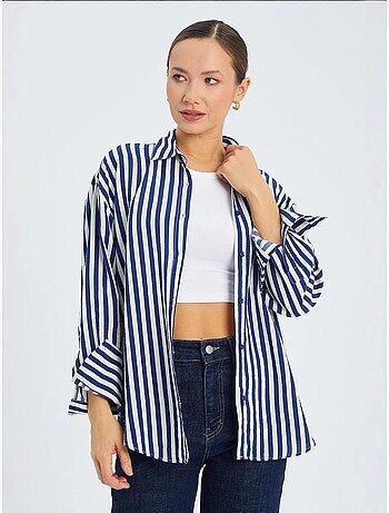Chemise boutonnée à manches longues rayée mixray