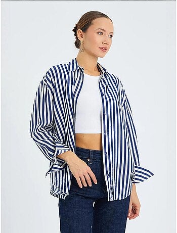 Chemise boutonnée à manches longues rayée mixray