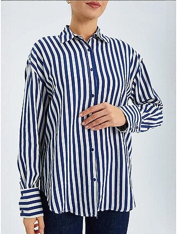 Chemise boutonnée à manches longues rayée mixray
