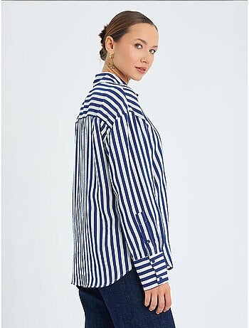 Chemise boutonnée à manches longues rayée mixray