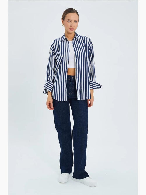 Chemise boutonnée à manches longues rayée mixray - Kiabi Chemise boutonnée à manches longues rayée mixray - Kiabi