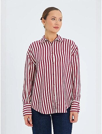 Chemise boutonnée à manches longues rayée mixray