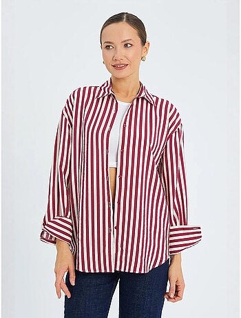 Chemise boutonnée à manches longues rayée mixray