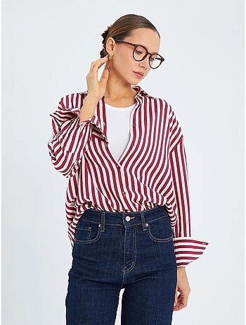 Chemise boutonnée à manches longues rayée mixray