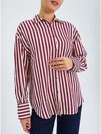 Chemise boutonnée à manches longues rayée mixray