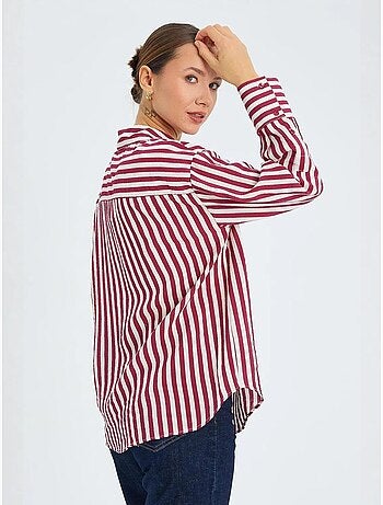 Chemise boutonnée à manches longues rayée mixray