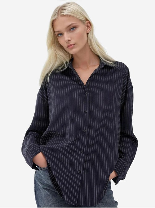 Chemise boutonnée à rayures avec col chemise - Kiabi