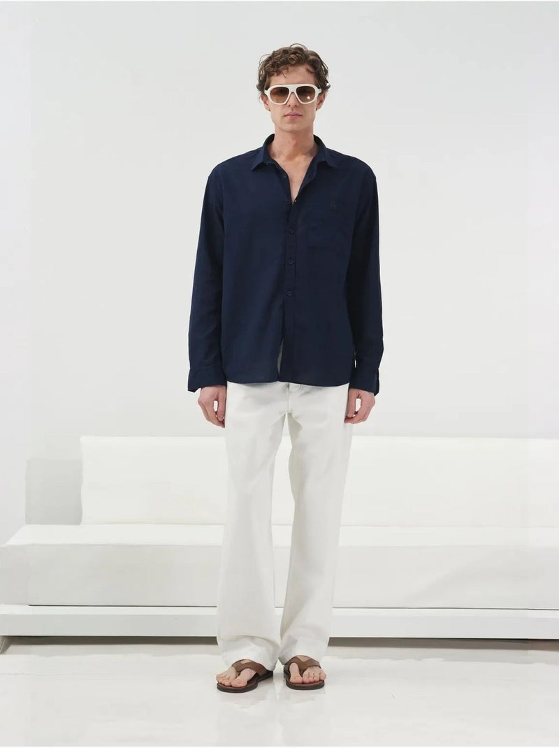 Chemise boutonnée coupe classique pour homme giesto Bleu marine - Kiabi