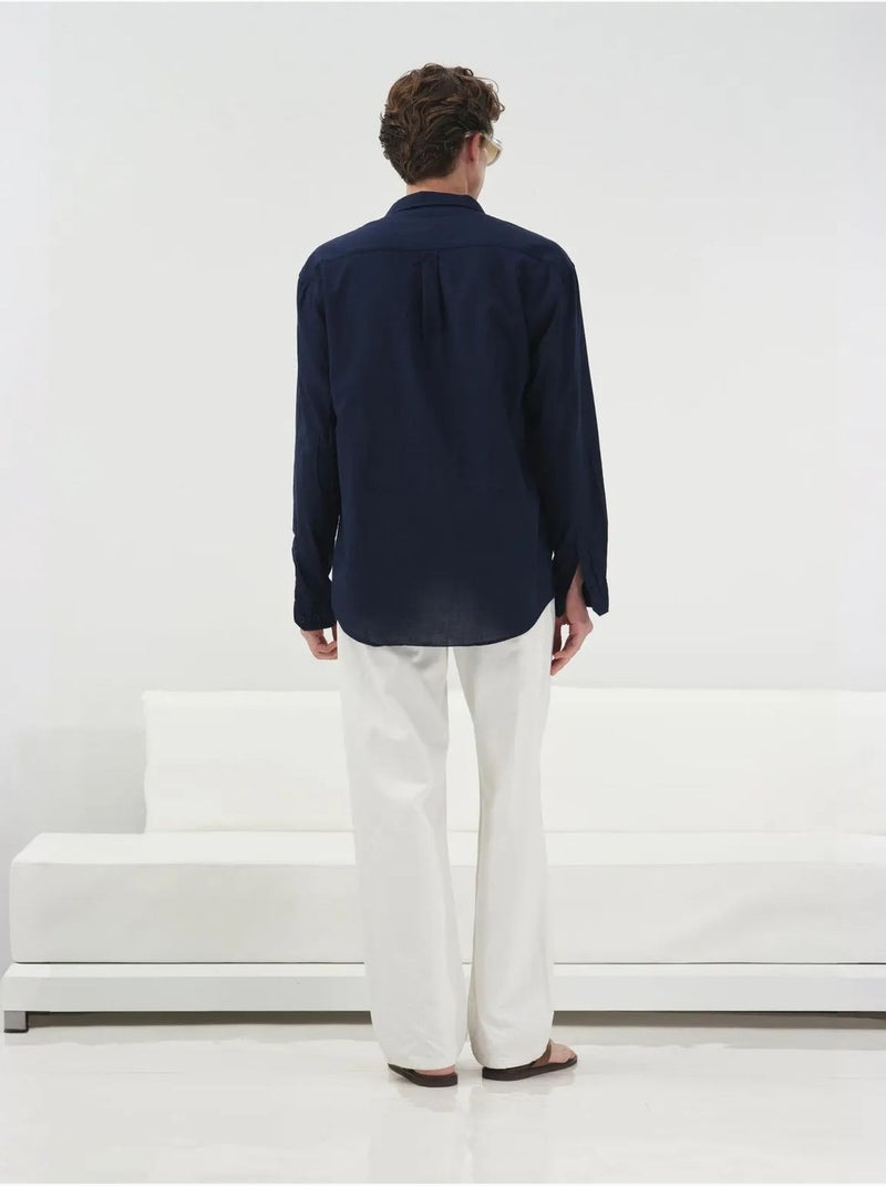 Chemise boutonnée coupe classique pour homme giesto Bleu marine - Kiabi