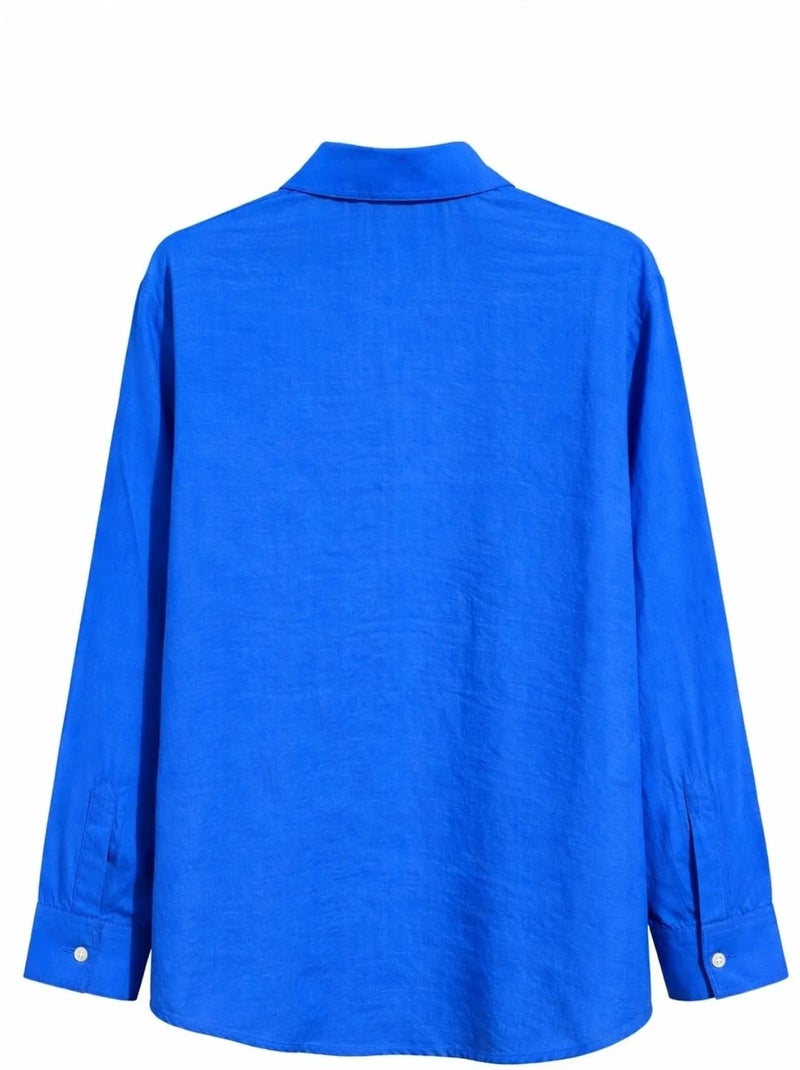 Chemise boutonnée coupe décontractée avec poche mixray Bleu cobalt - Kiabi