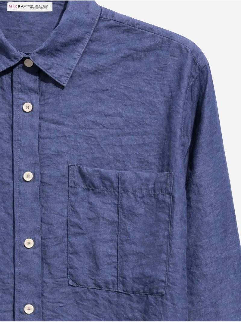 Chemise boutonnée coupe décontractée avec poche mixray Bleu marine - Kiabi