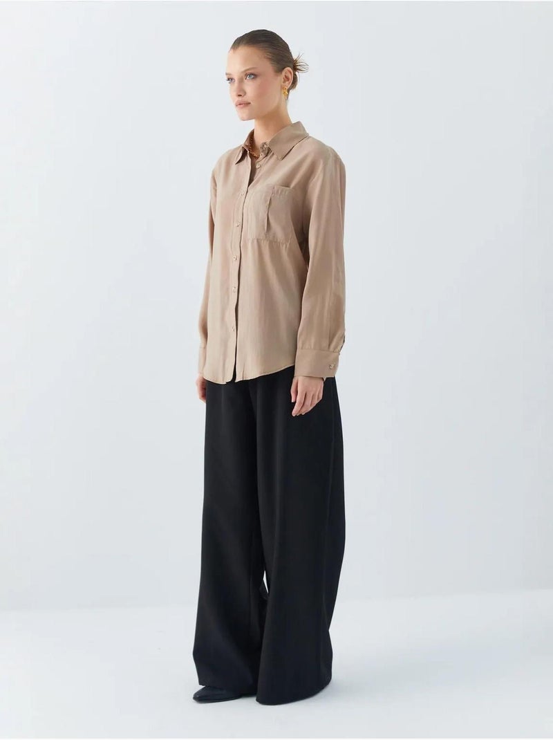Chemise boutonnée coupe décontractée avec poche mixray Camel - Kiabi