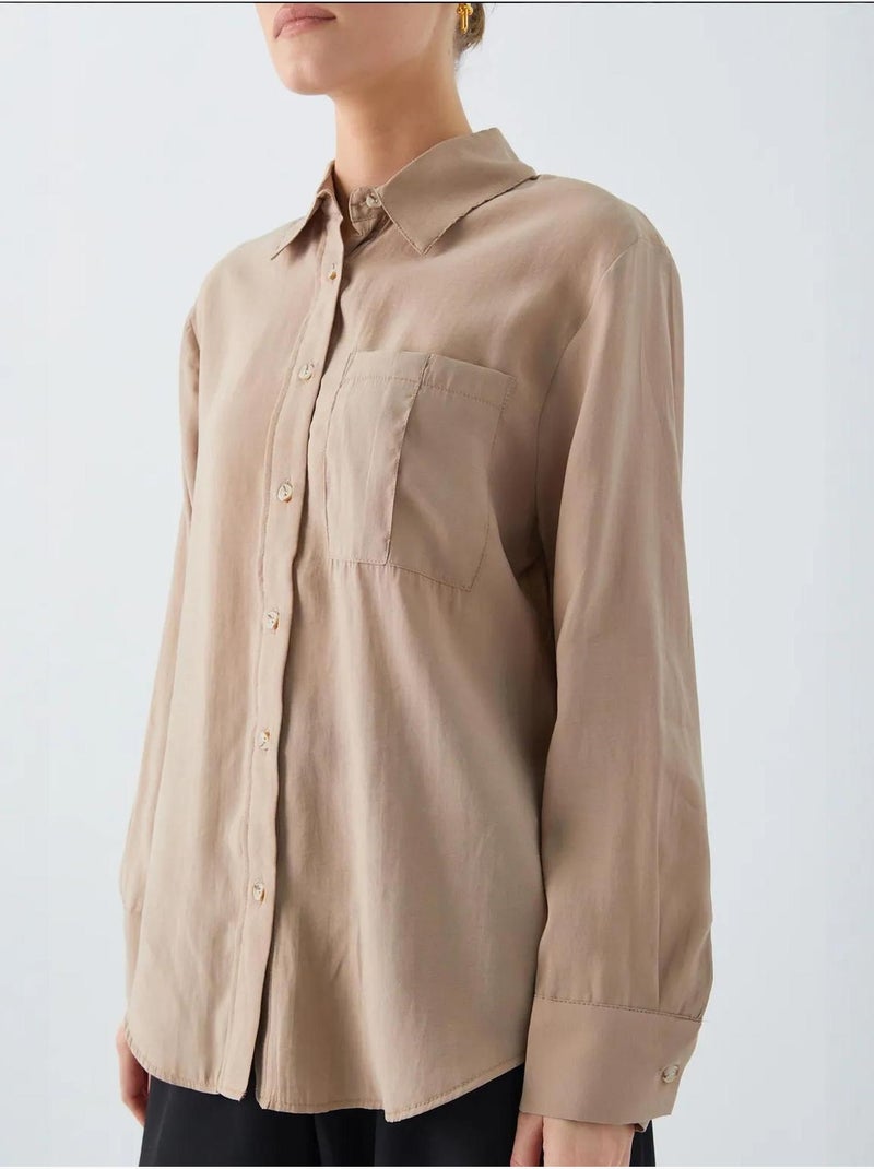 Chemise boutonnée coupe décontractée avec poche mixray Camel - Kiabi