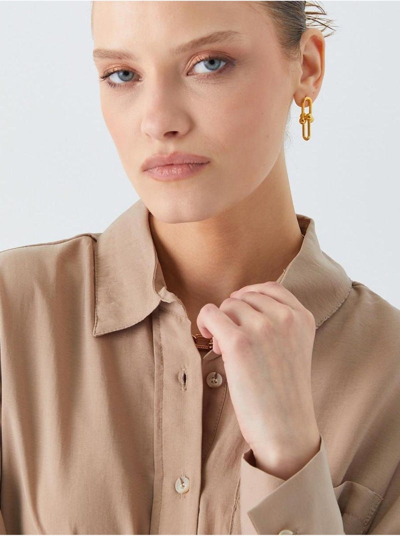 Chemise boutonnée coupe décontractée avec poche mixray Camel - Kiabi