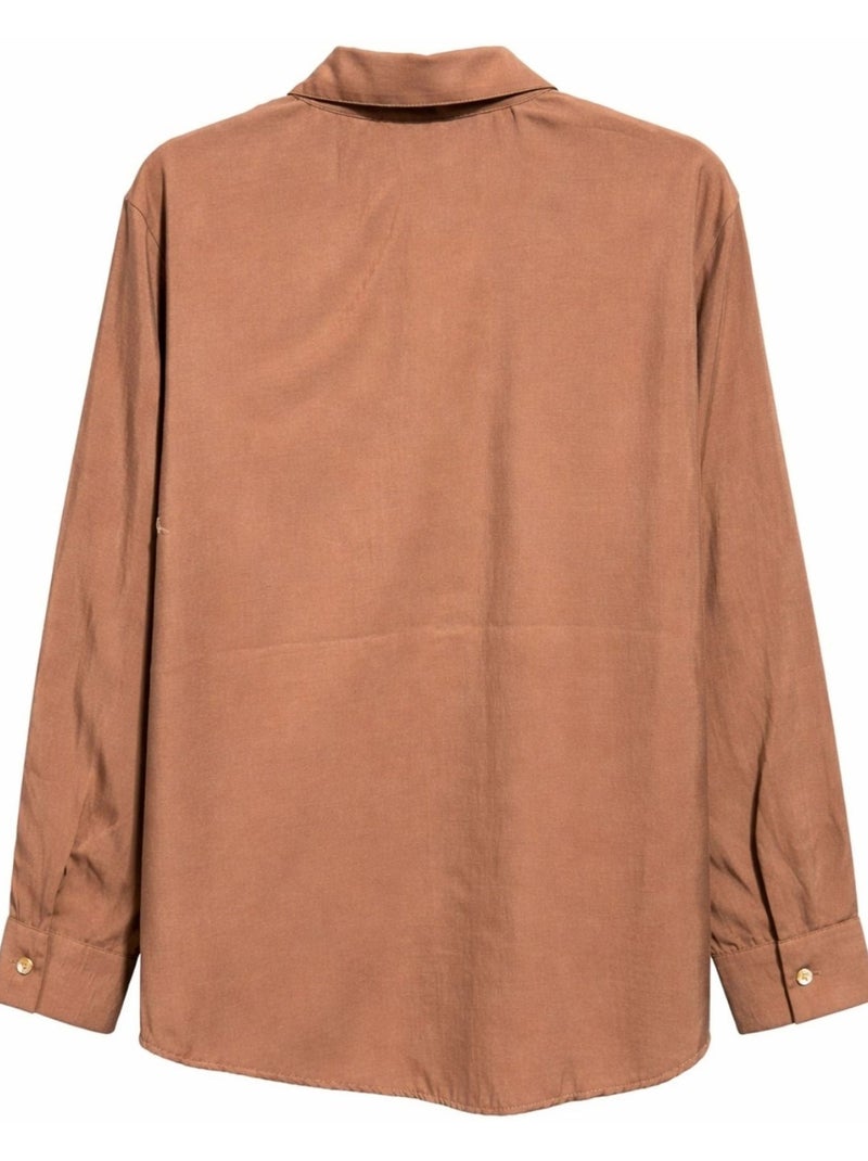 Chemise boutonnée coupe décontractée avec poche mixray Grège - Kiabi