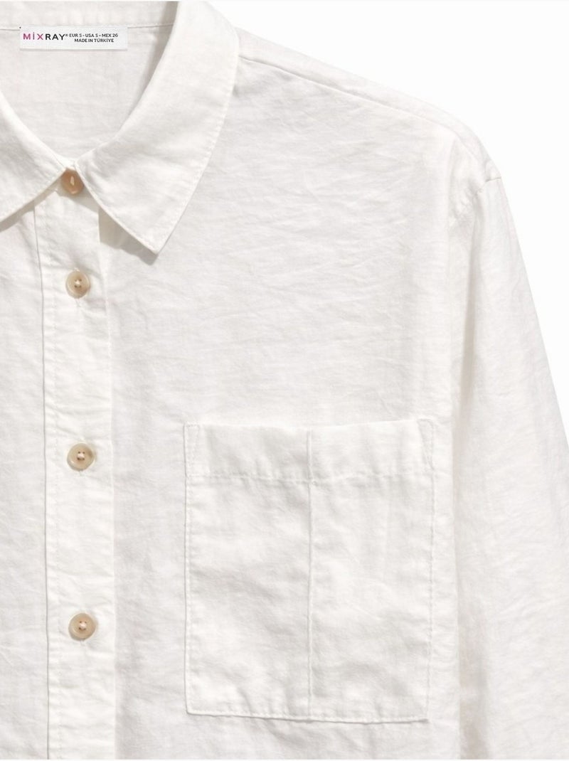 Chemise boutonnée coupe décontractée avec poche mixray Ivoire - Kiabi
