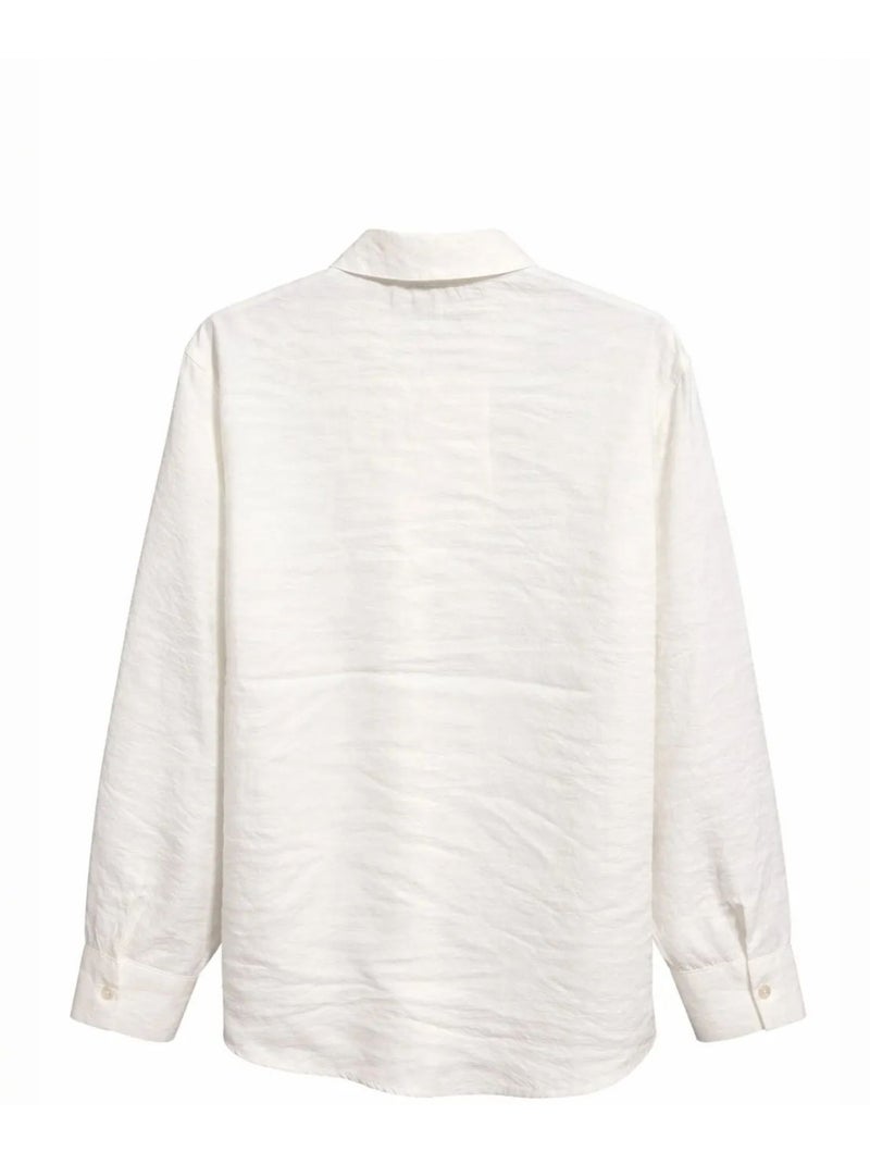 Chemise boutonnée coupe décontractée avec poche mixray Ivoire - Kiabi