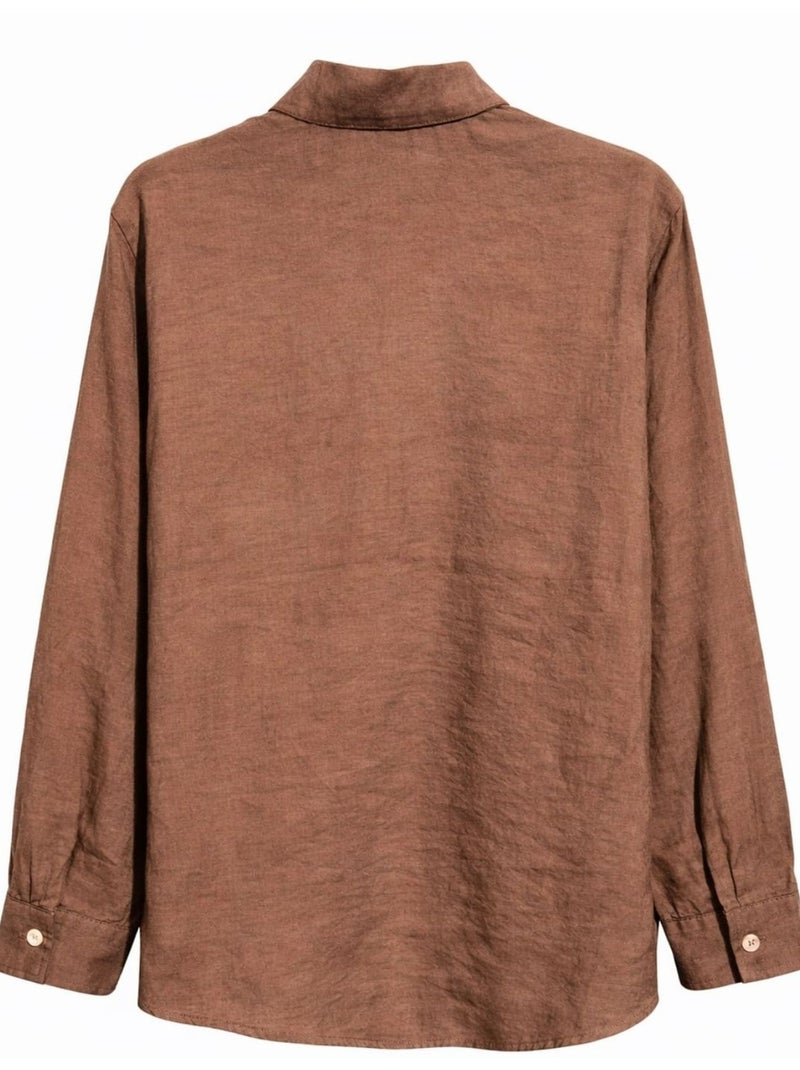 Chemise boutonnée coupe décontractée avec poche mixray Marron - Kiabi
