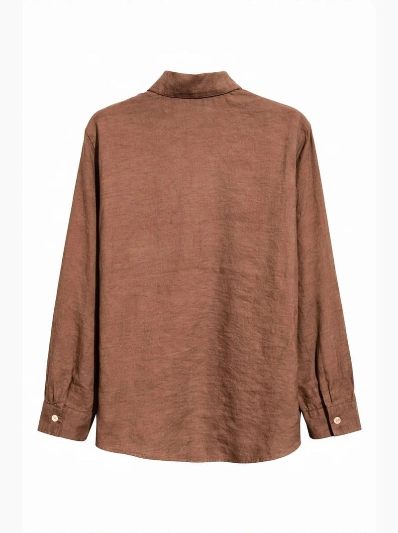Chemise boutonnée coupe décontractée avec poche mixray Marron - Kiabi