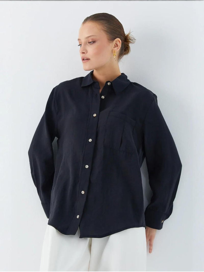 Chemise boutonnée coupe décontractée avec poche mixray Noir - Kiabi