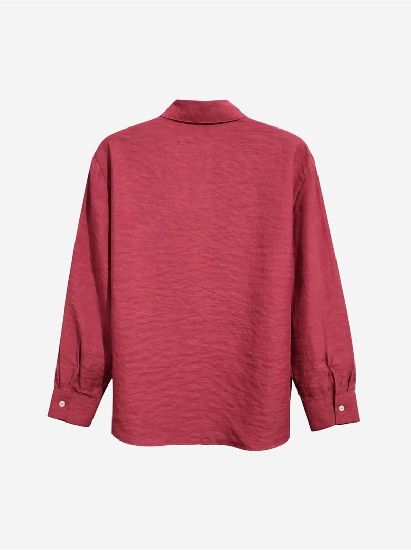 Chemise boutonnée coupe décontractée avec poche mixray Rouge bordeaux - Kiabi
