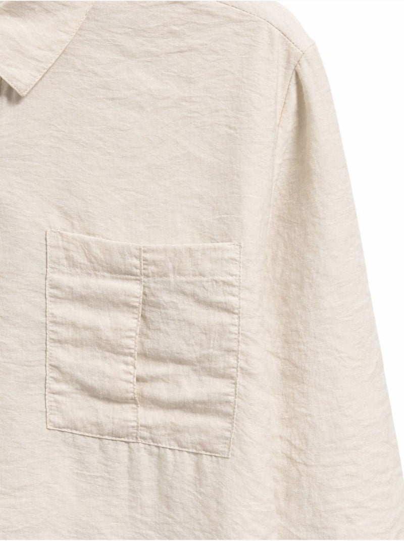 Chemise boutonnée coupe décontractée avec poche mixray Sable - Kiabi