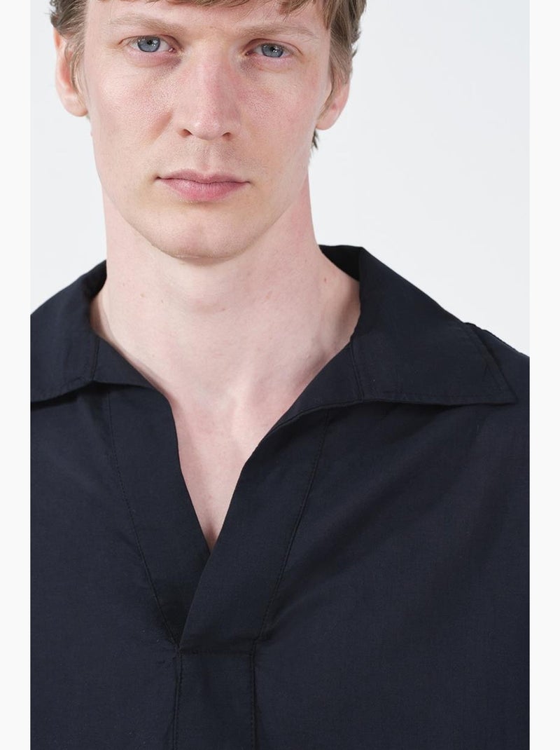 Chemise boutonnée en coton à manches courtes décontractée giesto Noir - Kiabi