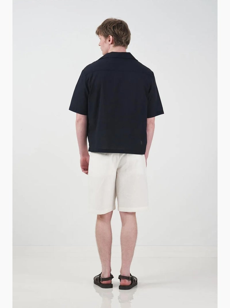 Chemise boutonnée en coton à manches courtes décontractée giesto Noir - Kiabi
