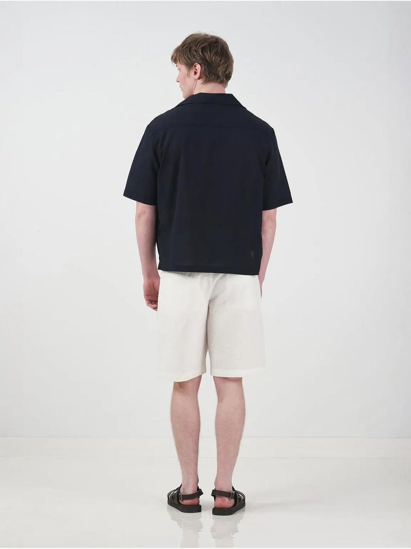 Chemise boutonnée en coton à manches courtes giesto décontractée Noir - Kiabi