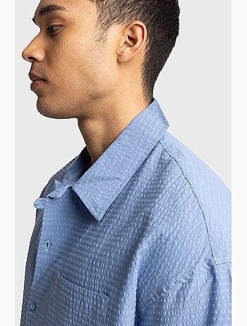 Chemise boutonnée en coton texturé avec poche giesto