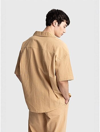 Chemise boutonnée en coton texturé avec poche giesto