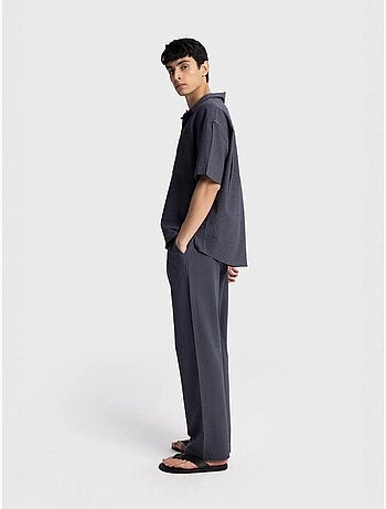 Chemise boutonnée en coton texturé avec poche giesto