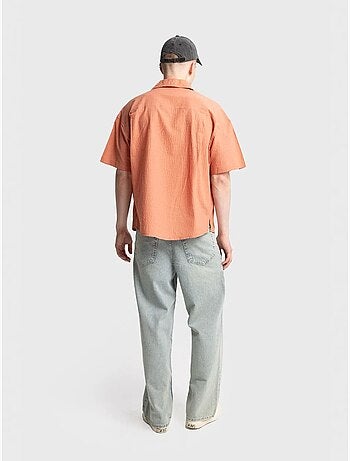 Chemise boutonnée en coton texturé avec poche giesto