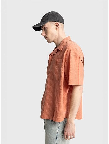 Chemise boutonnée en coton texturé avec poche giesto