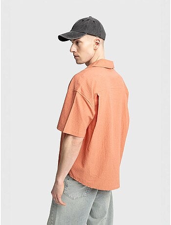 Chemise boutonnée en coton texturé avec poche giesto