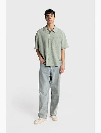Chemise boutonnée en coton texturé avec poche giesto