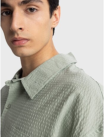 Chemise boutonnée en coton texturé avec poche giesto