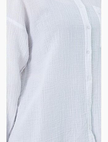 Chemise boutonnée en coton texturé avec poche mixray