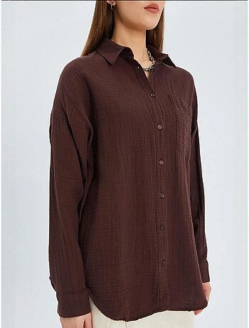 Chemise boutonnée en coton texturé avec poche mixray